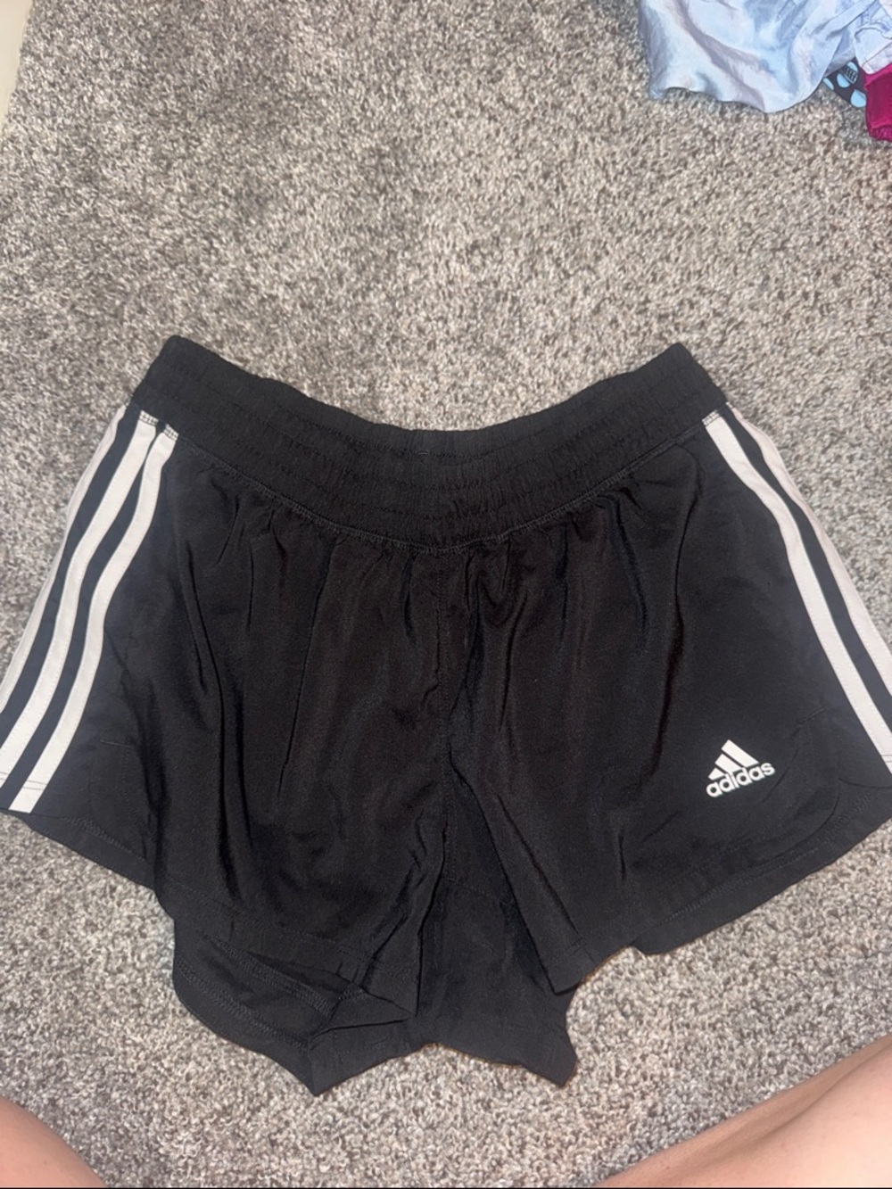 adidas Black Athletic Shorts with White Side Stripes